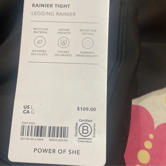 NWOT Athleta Rainier Tights Fleece Lined Black (Large) - Picture 11 of 12